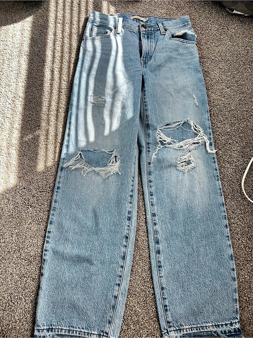 Levi's Ribcage Straight Ankle Distressed Straight Leg Jeans Blue Waist 23